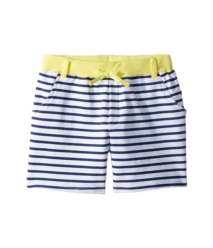 Toobydoo Navy White Stripe French Terry Camp Shorts (toddler/little Kids/big Kids) (yellow/navy) Girl's Shorts