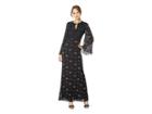 Juicy Couture Pleated Maxi Dress With Lace Bodice (pitch Black/falling Blooms) Women's Dress