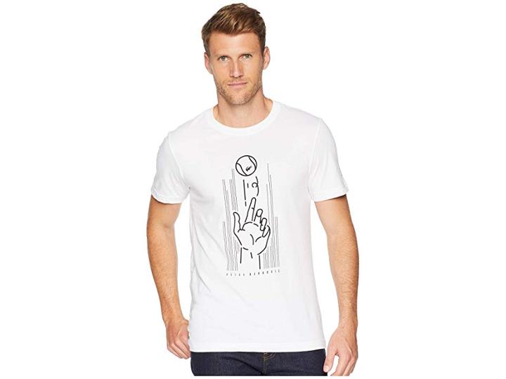 Lacoste Sport Short Sleeve Novak Djokovic Jersey Swift Hand Graphic (white/black) Men's Clothing