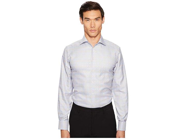 Eton Contemporary Fit Plaid Shirt (blue/brown) Men's Clothing