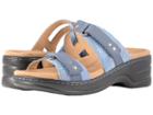 Trotters Neiman (blue/denim Jeans Man Made/embossed Leather) Women's Sandals