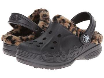 Crocs Kids Baya Leopard Liner Clog (toddler/little Kid) (onyx/gold) Kids Shoes