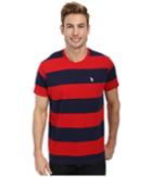 U.s. Polo Assn. Wide Stripe T-shirt (engine Red) Men's Short Sleeve Pullover