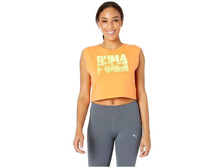 Puma Sleeveless Crop Top (orange Pop) Women's Clothing