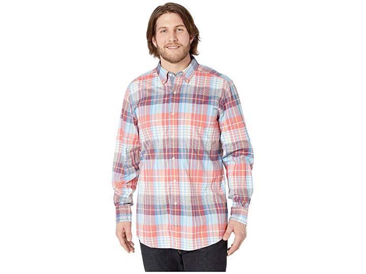 Nautica Big & Tall Big Tall Casual Plaid (spiced Coral) Men's Clothing