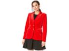 Calvin Klein Velvet Button Front Jacket (red) Women's Jacket
