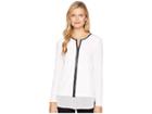 Calvin Klein Twofer W/ Faux Leather Trim Top (soft White) Women's Clothing