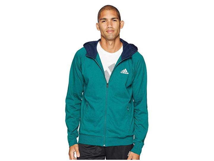 Adidas Sport 2 Street Lifestyle Hoodie (noble Green/collegiate Navy) Men's Sweatshirt