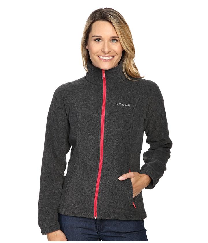 Columbia Benton Springstm Full Zip (charcoal Heather/punch Pink) Women's Jacket