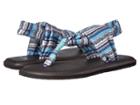 Sanuk Yoga Sling 2 Prints (blue Topaz Island Stripe) Women's Sandals