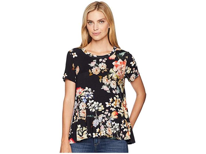 Karen Kane Ruffle Hem Top (print) Women's Clothing