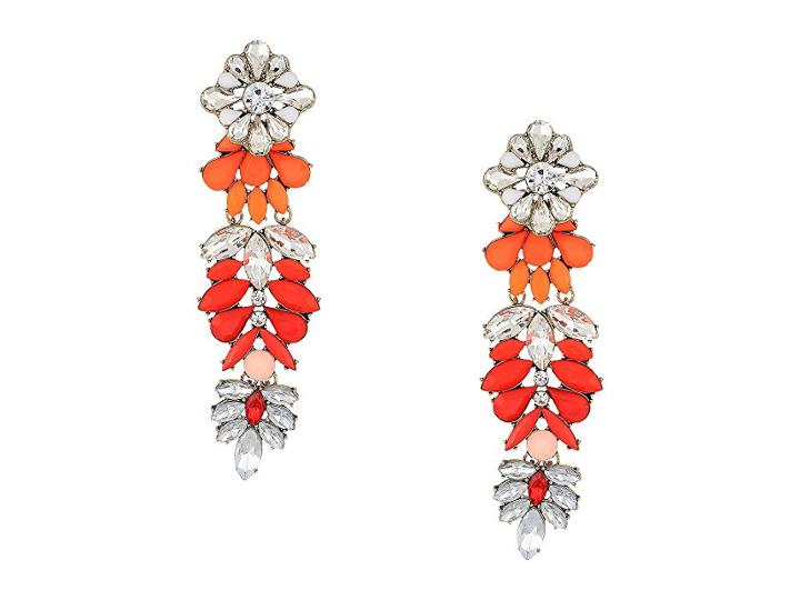 Steve Madden Floral Warm Jeweled Drop Earring (gold/silver/red) Earring