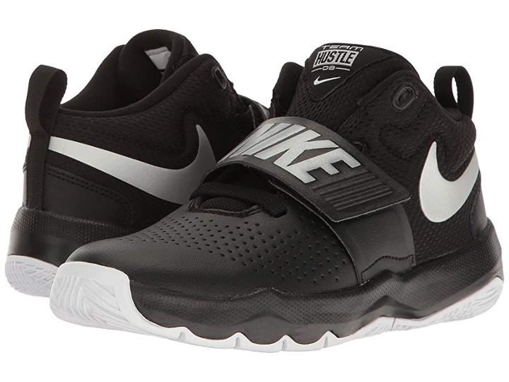 Nike Kids Team Hustle D8 (little Kid) (black/metallic Silver/white) Boys Shoes