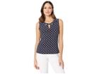 Tommy Hilfiger Printed Gromet Knit Top (midnight/ivory) Women's Blouse