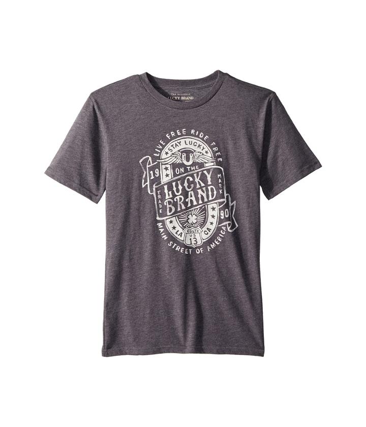Lucky Brand Kids Short Sleeve Graphic Tee (big Kids) (flint Heather) Boy's T Shirt