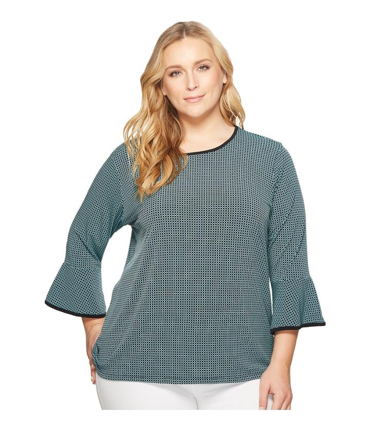 Michael Michael Kors Plus Size Mini Mod Geo Top (turquoise/black) Women's Clothing