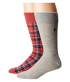 Polo Ralph Lauren Plaid 2-pack Socks (berry) Men's Crew Cut Socks Shoes