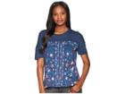 Lucky Brand Floral All Over Printed Tee (american Navy) Women's T Shirt