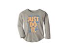 Nike Kids Doodle Just Do It Modern Long Sleeve Tee (little Kids) (dark Grey Heather) Girl's Clothing