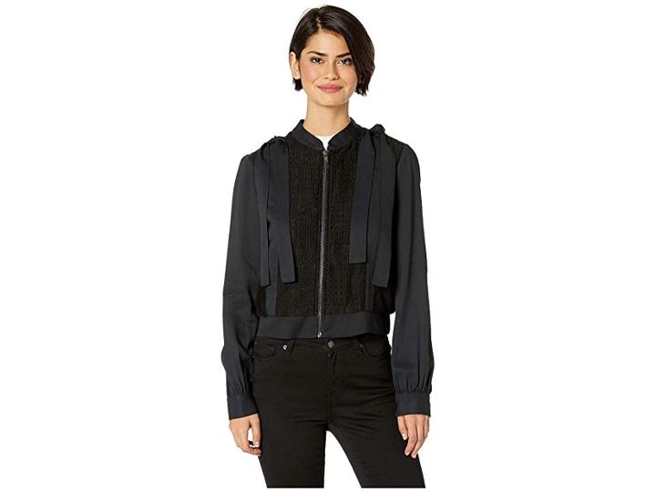 Bcbgeneration Tie Knit Bomber Jacket (black) Women's Clothing