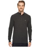 Vineyard Vines Mixed Texture Button Mock (charcoal Heather) Men's Clothing