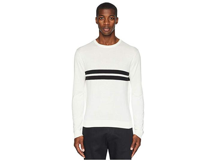 Todd Snyder Double Stripe Crew Neck T-shirt (white) Men's T Shirt