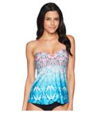 Jantzen Tie-dye Ikat Flutter Tankini (coastline) Women's Swimwear
