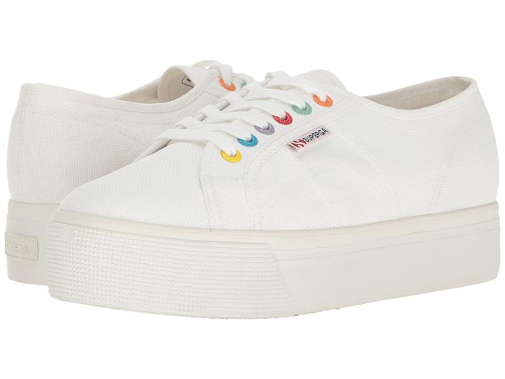 Superga 2790 Coloreycotw Platform Sneaker (white Multi) Women's Shoes