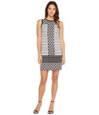 London Times Geo Mis Sleeveless Shift Dress (black/white) Women's Dress