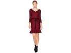 Gabby Skye V-neck Ruffle Hem W/ Sash Sweater Dress (eastern Ruby/black) Women's Dress