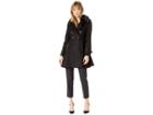 Via Spiga Double Breasted Faux Fur Club Collar Fit 'n Flare Coat (black) Women's Coat