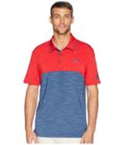 Adidas Golf Ultimate Heather Blocked Usa Polo (scarlet Heather/mineral Blue Heather) Men's Clothing
