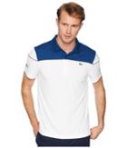 Lacoste Short Sleeve Pique Ultra Dry W/ Color Block Yoke Contrast Piping (marino/white Black) Men's Short Sleeve Pullover