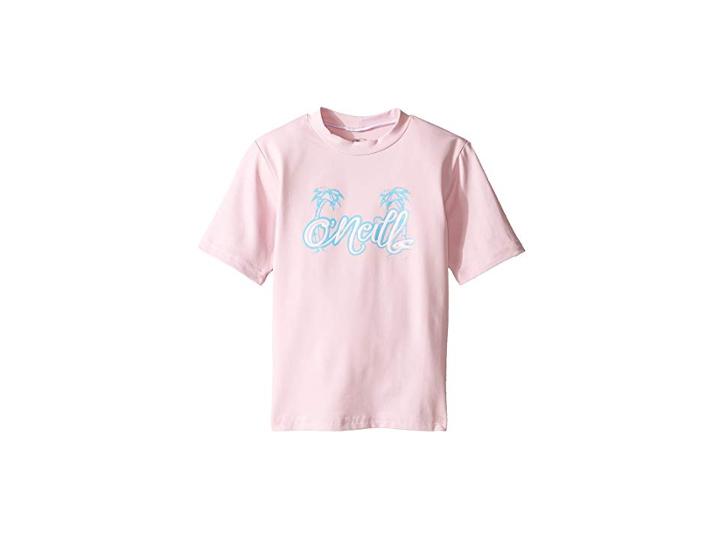 O'neill Kids Skins Short Sleeve Rash Tee (infant/toddler/little Kids) (pink) Kid's Swimwear