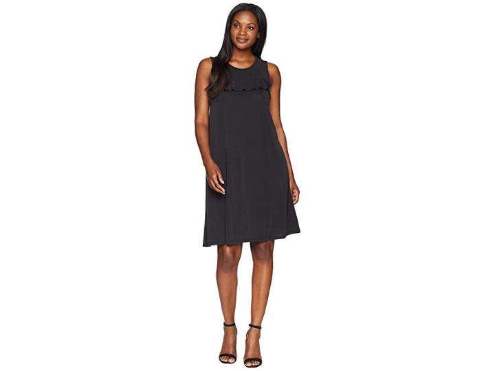 Mod-o-doc Sandwashed Modal Jersey Ruffle Seamed Tank Dress (black) Women's Dress