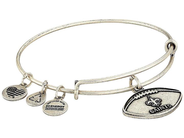 Alex And Ani Nfl New Orleans Saints Football Bangle (rafaelian Silver) Charms Bracelet