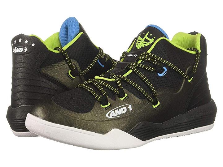 And1 Kids Enforcer (little Kid/big Kid) (black/lime Punch/blue Aster) Boys Shoes