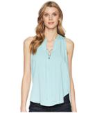 Stetson 1580 Rayon Crepe Laced Loose Tank Top (blue) Women's Clothing