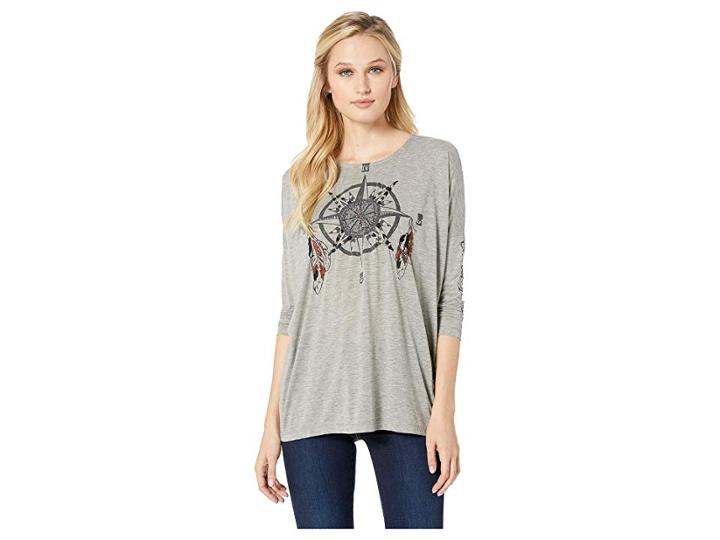 Double D Ranchwear Choose Your Own Direction Top (grey Whisper) Women's Clothing