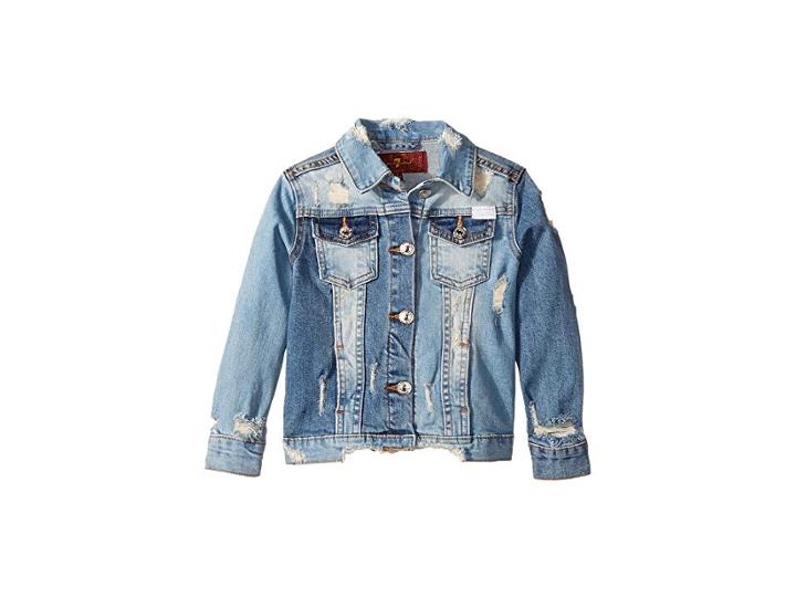 7 For All Mankind Kids Cropped Denim Jacket (little Kids) (mixed Wash) Girl's Jacket