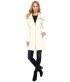 Via Spiga Boiled Wool Coat W/ Knit Collar And Side Tabs (ivory) Women's Coat