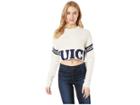 Juicy Couture Collegiate Logo Sweater With Stripe (bleached Bone) Women's Clothing