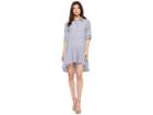 American Rose Kaia 3/4 Sleeve Button Up Dress (blue) Women's Dress