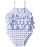 Janie And Jack Ruffle One-piece Swimsuit (infant) (periwinkle Gingham) Girl's Swimsuits One Piece