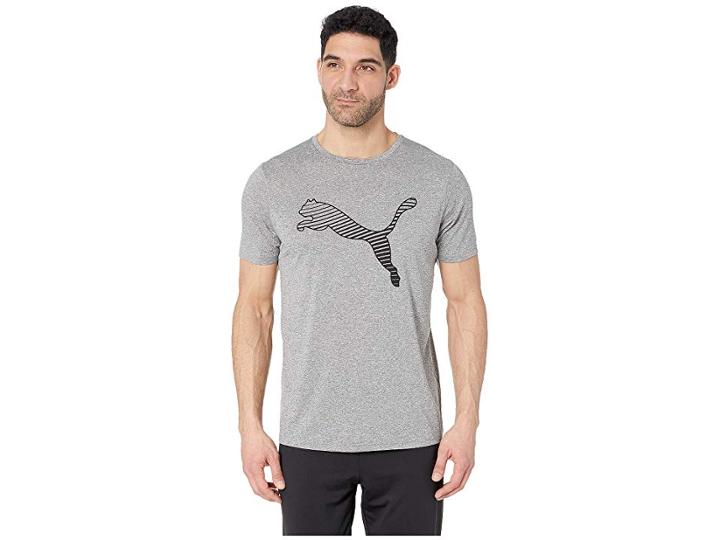 Puma Can't Catch Me Tee Ii (medium Gray Heather/puma Black) Men's T Shirt