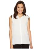 Vince Camuto Sleeveless Collared Button Down Blouse With Back Pleat (new Ivory) Women's Blouse