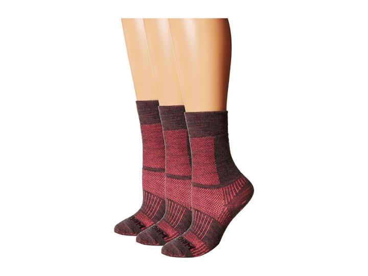 Wrightsock Merino Coolmesh Crew 3 Pack (grey/pink) Crew Cut Socks Shoes