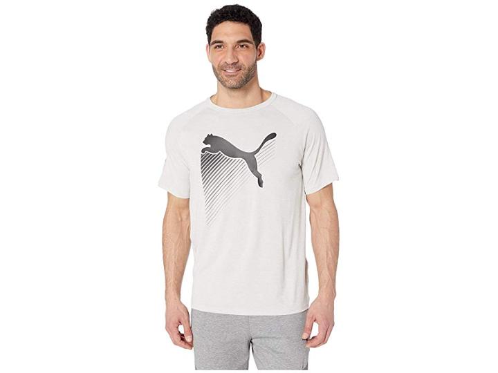 Puma The Cat Heather Tee (glacier Grey Heather/puma White) Men's T Shirt