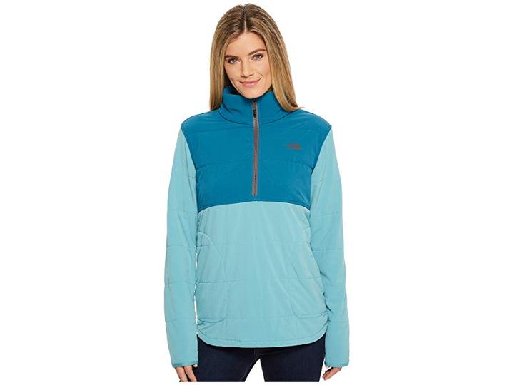 The North Face Mountain Sweatshirt 1/4 Zip (bristol Blue/blue Coral) Women's Sweatshirt