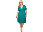 Kari Lyn Plus Size Allison Faux Wrap Dress (emerald) Women's Dress